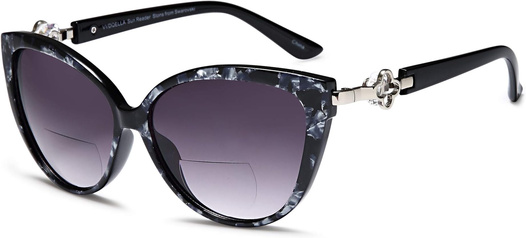 VVDQELLA Women Bifocal Reading Sunglasses Reader Glasses Cateye Diamond Ladies Fashion Reading Glasses