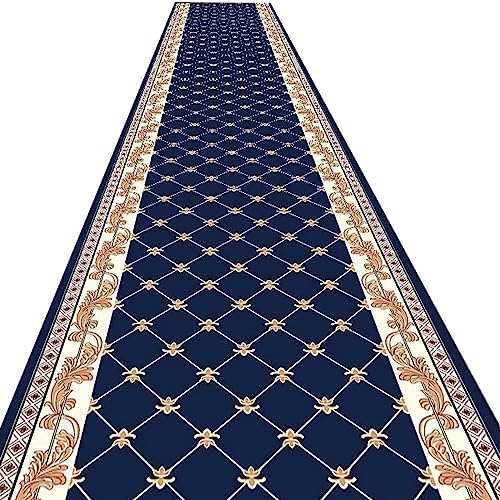 Tapis de couloir bleu de qualité supérieure géométrique ZBOLI