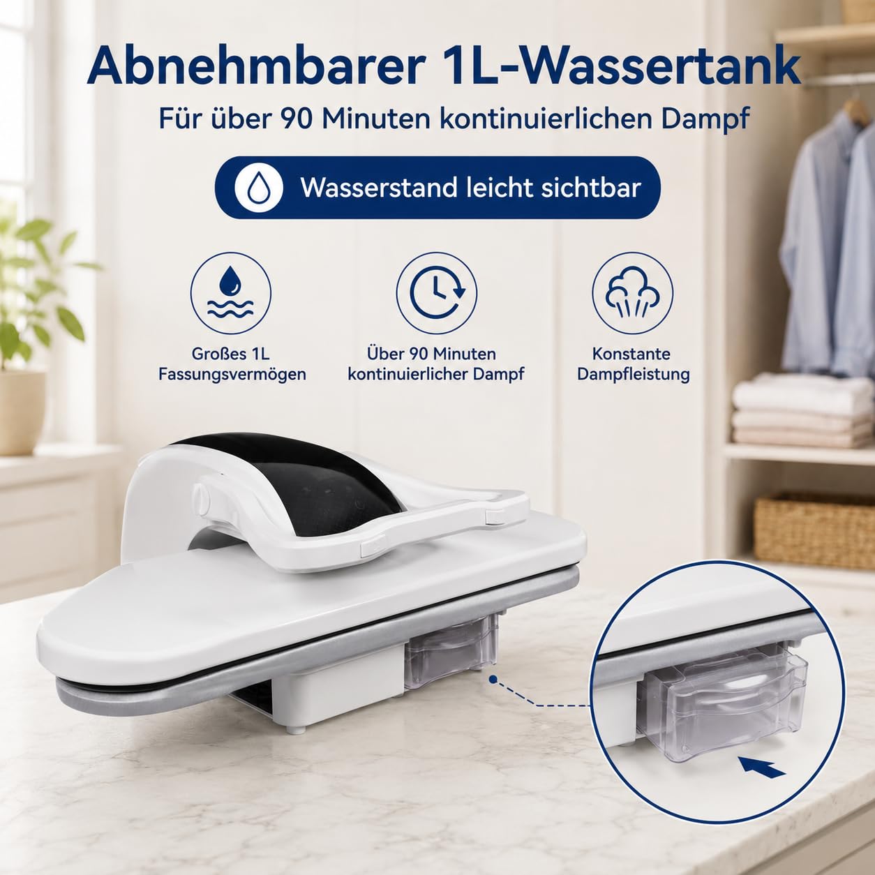 Weiß Intelligente Dampfpresse Professionelle BüGelmaschine Professionelle Dampfbügelpresse Mit Touchscreen Ai-Stimme 5 Stofffunktionen und Temperatureinstellung 2200W 1L Wassertanks