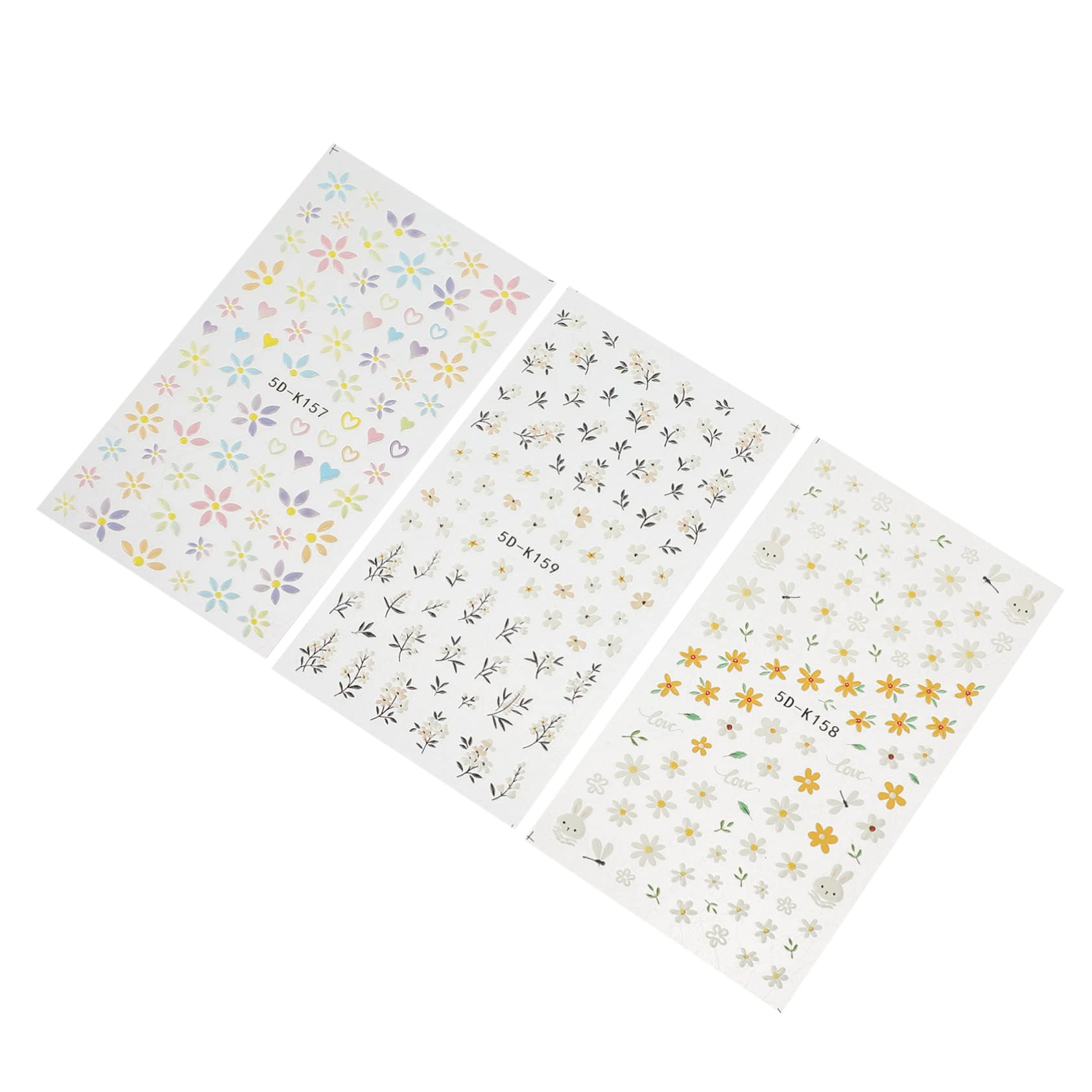BESTYASH 5 Set Adesivi Per Chiodi in Rilievo 5d Manicure Se Stesso Unghia Con Adesivo Per Unghie in Rilievo Decalcomania Per Unghie Etichetta 3 Pezzi*5