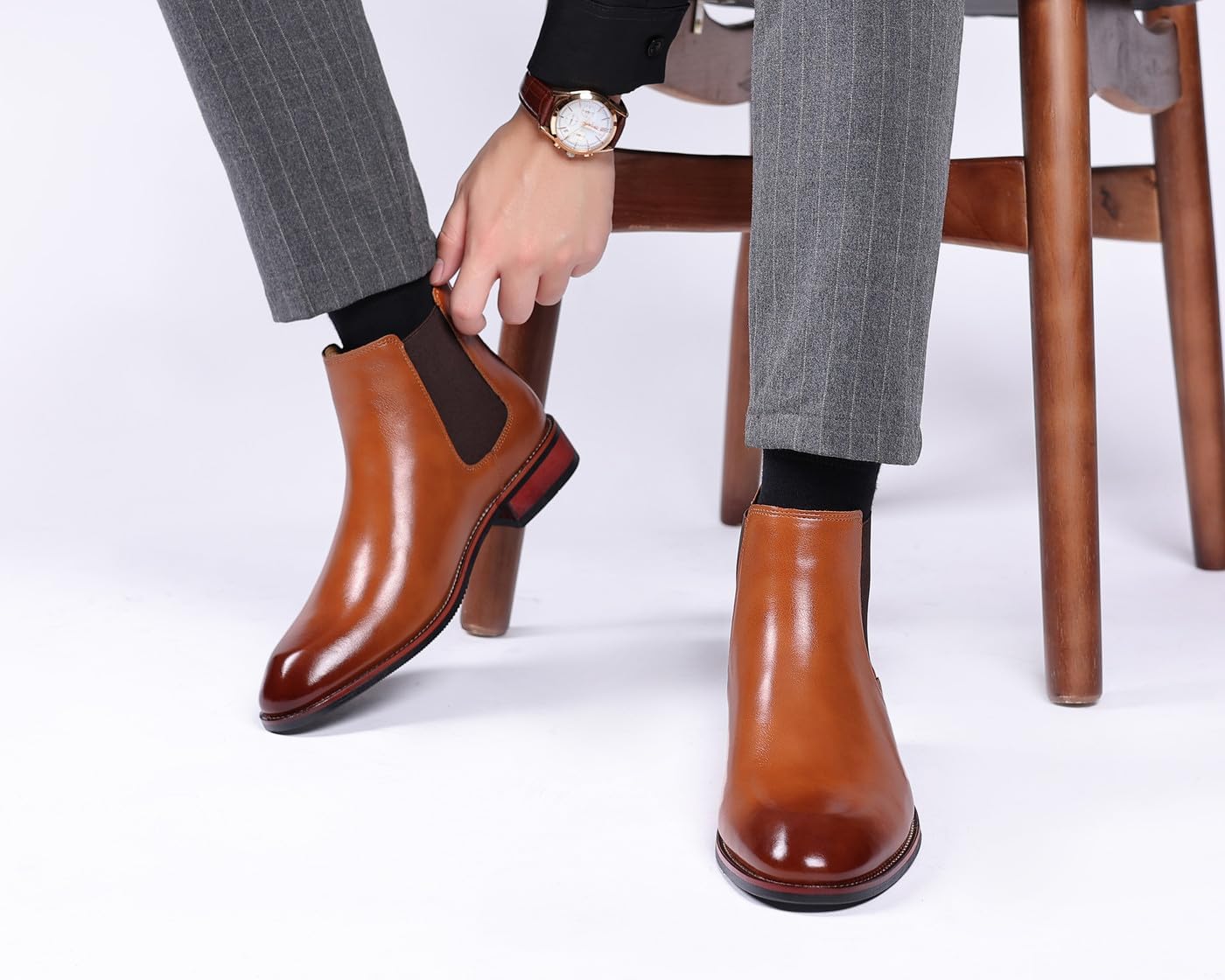 Santimon Men's Chelsea Boots Slip-on Formal Dress Boots for Men Casual Ankle Boots