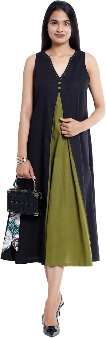 elegant decor cotton dress Buy Sheeway Olive & Black Contrast Panel Linen-Cotton for Women & Girls with Design | Stylish & Comfortable gowns-dresses Fashion Sheer Gown Dress Iron at low temperature. SIZE:5 Yrs