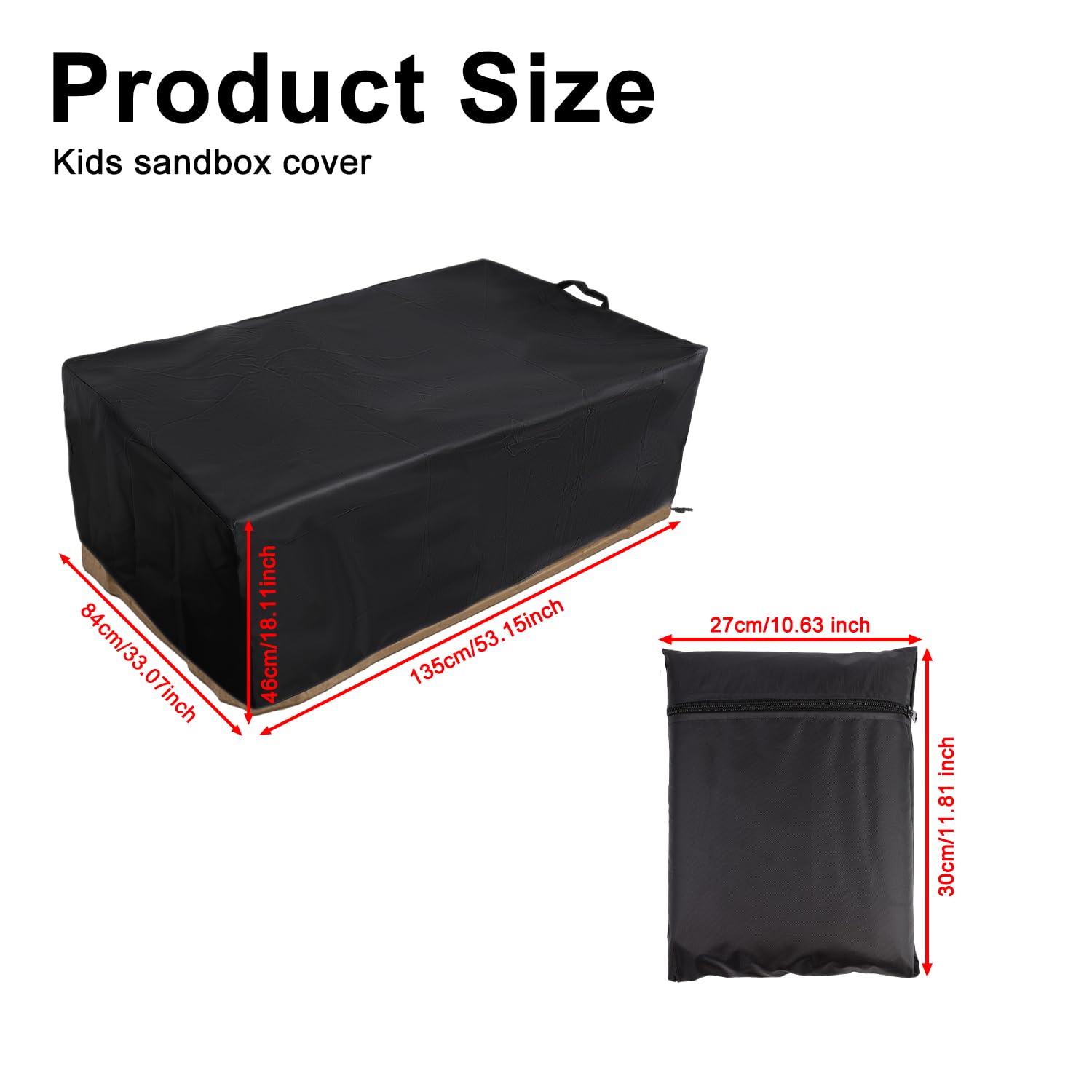 Kids Sandbox Cover for Step2 Naturally Playful Sandbox II, 600D Oxford Cloth 53x33x18 Inch Waterproof Sandboxes Lid with Storage Bag for Outdoor Toys
