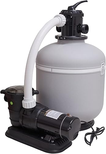 SHOROM Filtro de arena de 19 pulgadas con bomba de 1HP, 4000 GPH, sistema de filtro de tanque de arena, válvula de seis vías, juego de piscina sobre