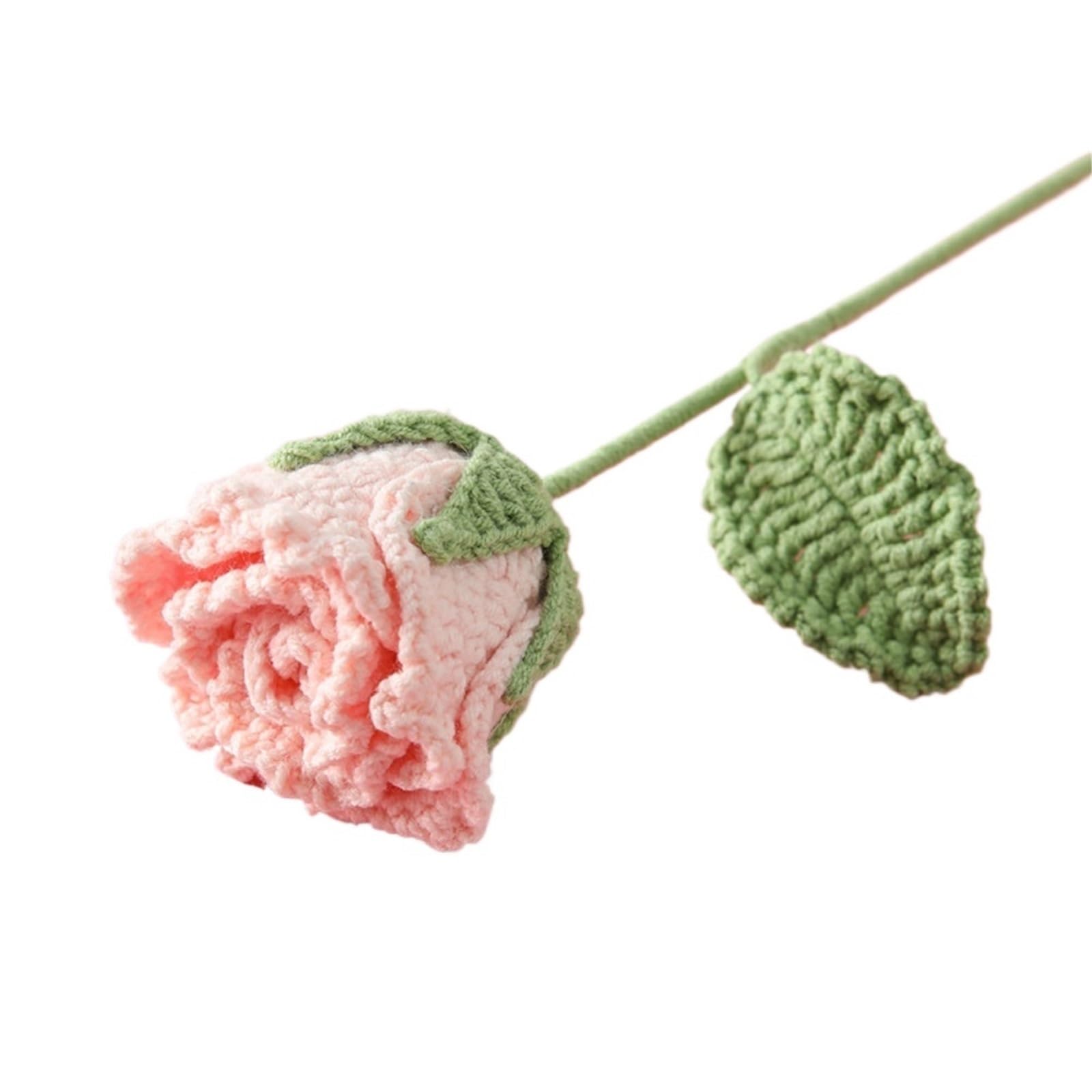ENWWCH Wedding Crochet Bouquet Creative Knitted Rose Flower Praty Home Decor For Home(Color8)