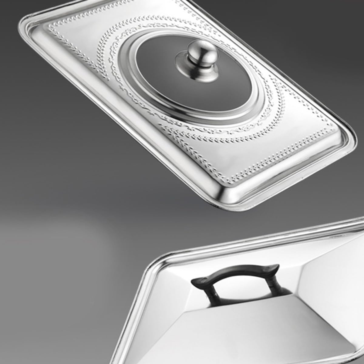 Hemobllo Coperchio Pentola 40X30 CM Acciaio Inox Copertura Anti-Schizzi d'Olio, Accessorio per Cottura di Pesce Grigliato in Cucina Domestica e Professionale