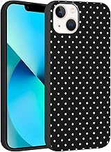 Yirlbey Summer Case for iPhone 13 Mini 5.4 inch, Black Silicone Case with White Polka Dot Aesthetic Drawing Design Design, Case for Girls Ultra Thin Soft TPU Shockproof Anti-Scratch Protection Case