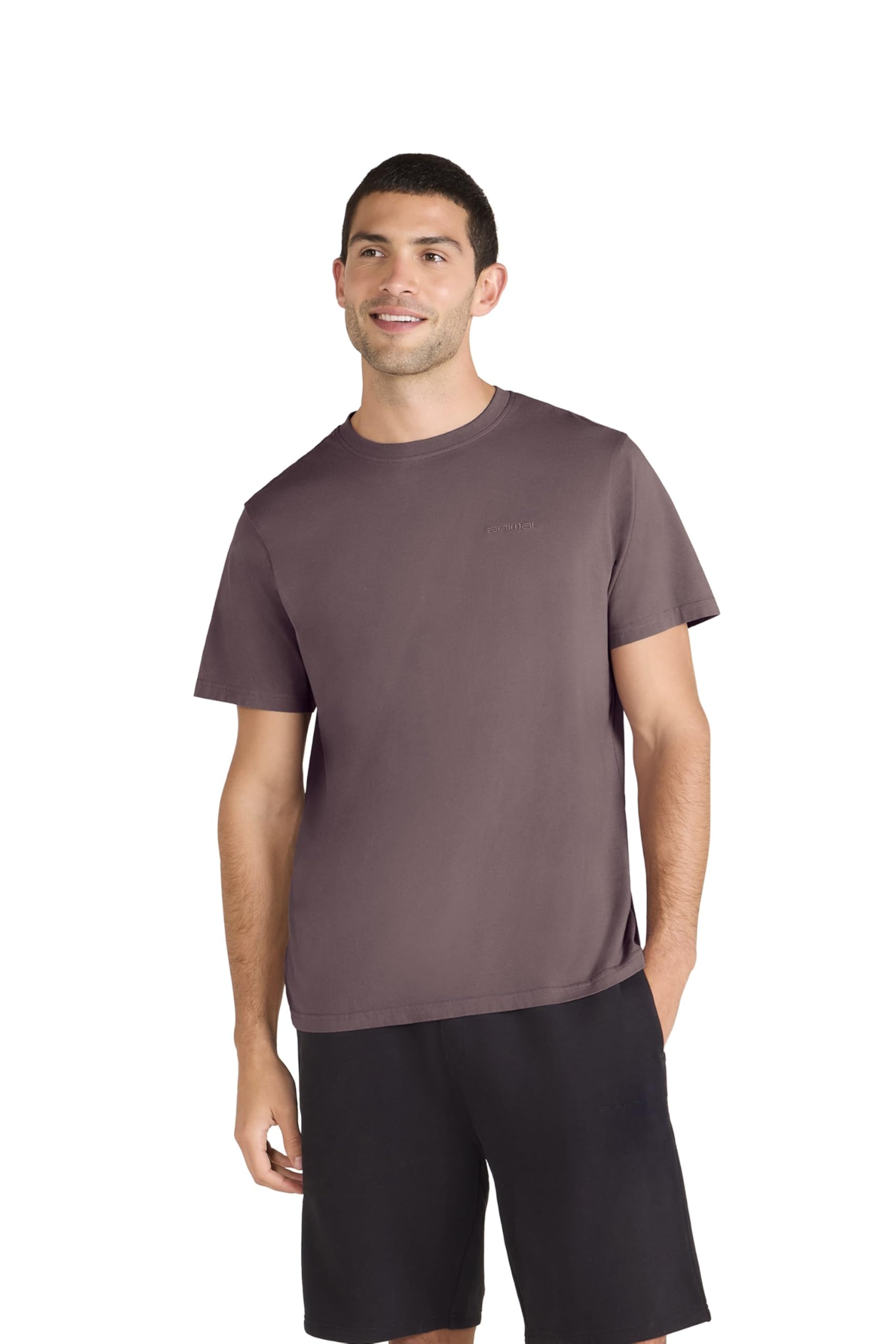 Animal Icon Mens Plain Cotton T-Shirt - Lightweight Relaxed Fit Everyday Use Top - Spring Summer Walking, Hiking, Outdoors & Trekking Grape XL