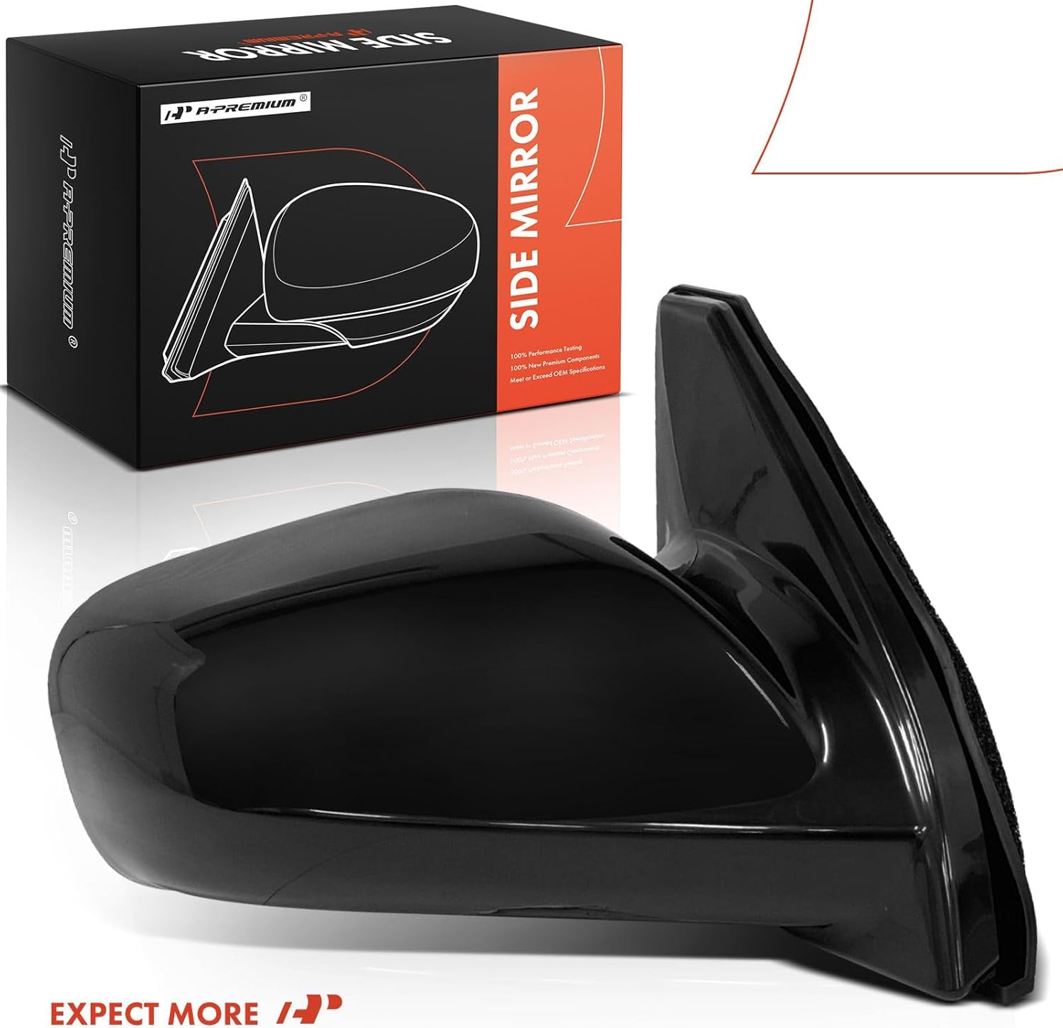 A-Premium Passenger Side Manual Door Mirror - Compatible with Toyota Matrix 2003-2008 - Non-Heated, Non-Folding, Black Outside Rear View Mirror - Replace# 8791002400