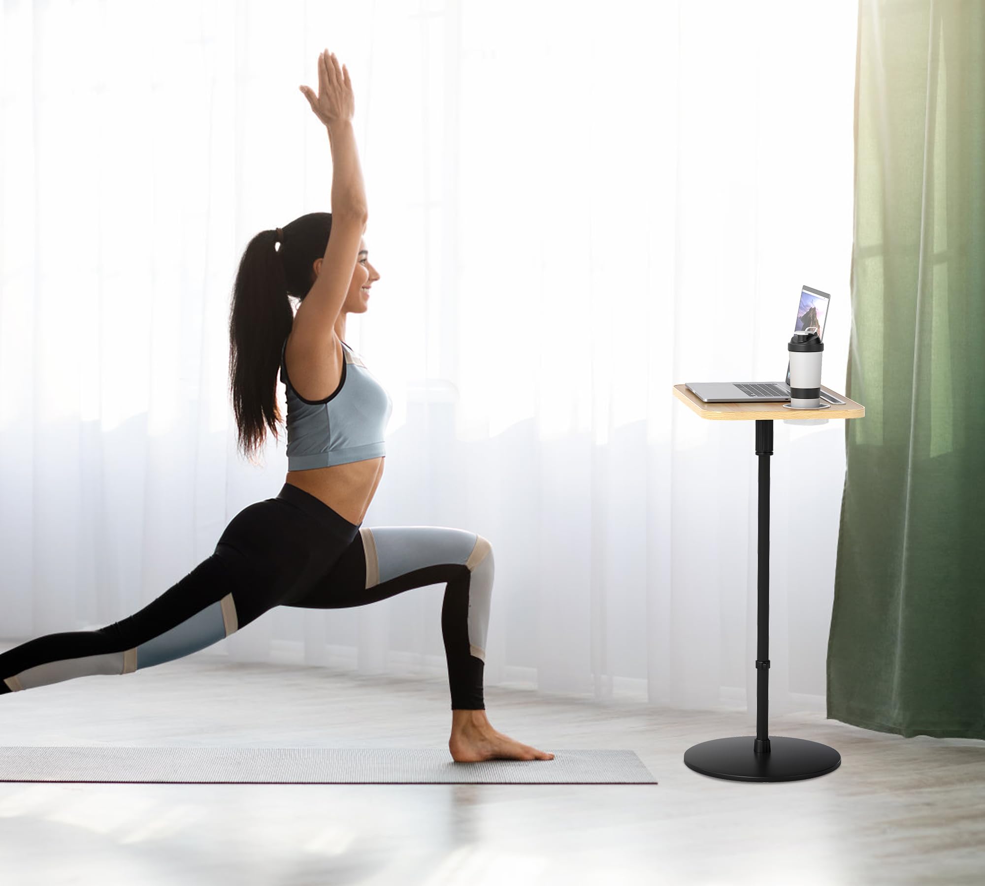 bimiti Stehpult Höhenverstellbarer, 70-135 cm Adjustable Standing Desk mit Kartenschlitze und Becherhalter, 18,7in×11,6in Laptoptisch Höhenverstellbar für Laptop, Projektor Büro Studie Arbeit