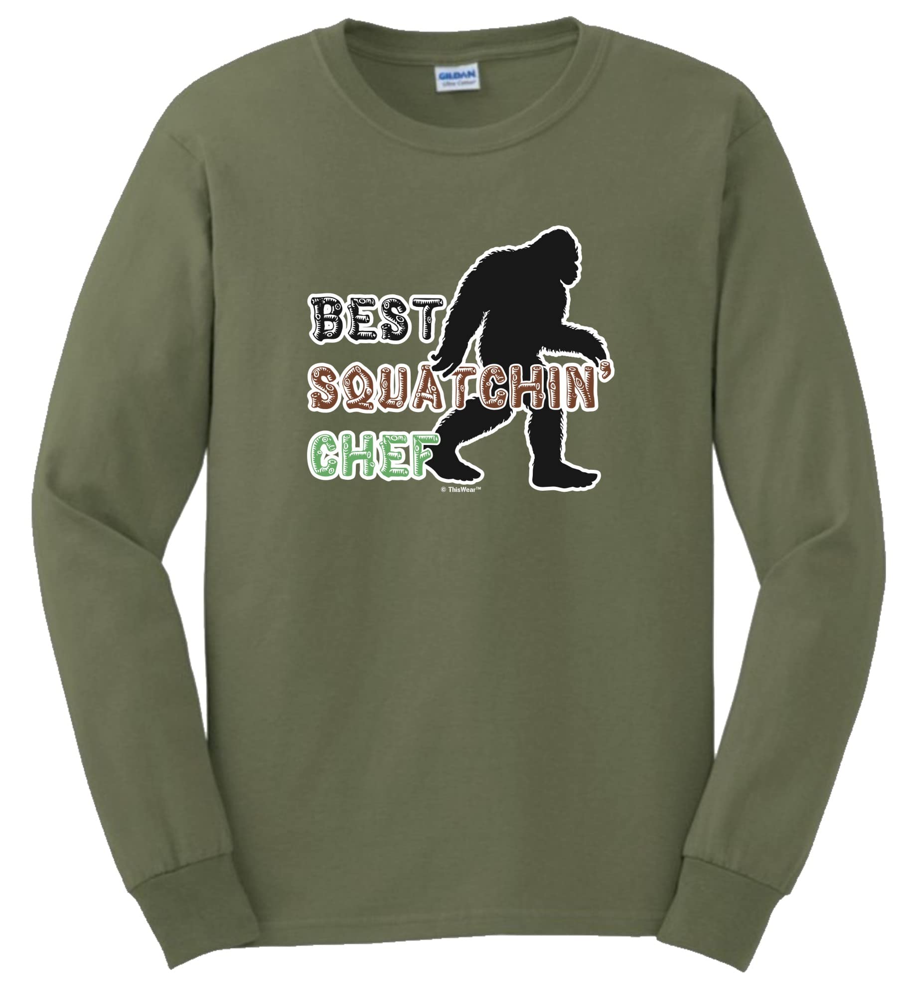 Chef Themed Gifts for Women Best Squatchin Chef Long Sleeve T-Shirt X-Large Military Green