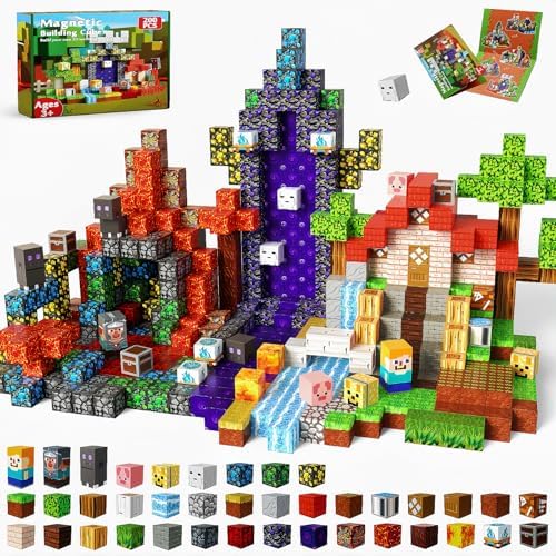 Magnetic Blocks - 200PCS Magnetic Blocks for Kids Ages 4 5 6 7 8+, Magnetic Building Blocks Cubes, Easter Toy for Kids, STEM Montessori Sensory Toys, Easter Birthday Gifts for Boys & Girls Ages 3+