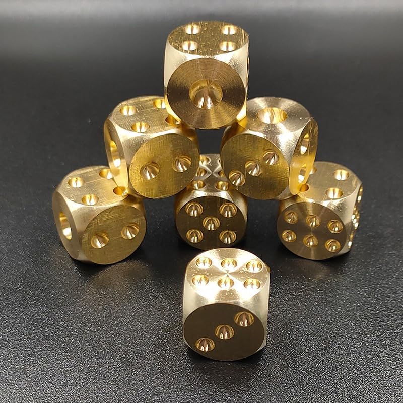 Luxury Gold Brass Dice Set, Premium Metal Six-Sided Dice for Tabletop Gaming and Gift Giving