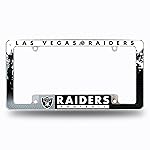 Rico Industries NFL Las Vegas Raiders Primary 12 x 6 Chrome All Over Automotive License Plate Frame for Car/Truck/SUV