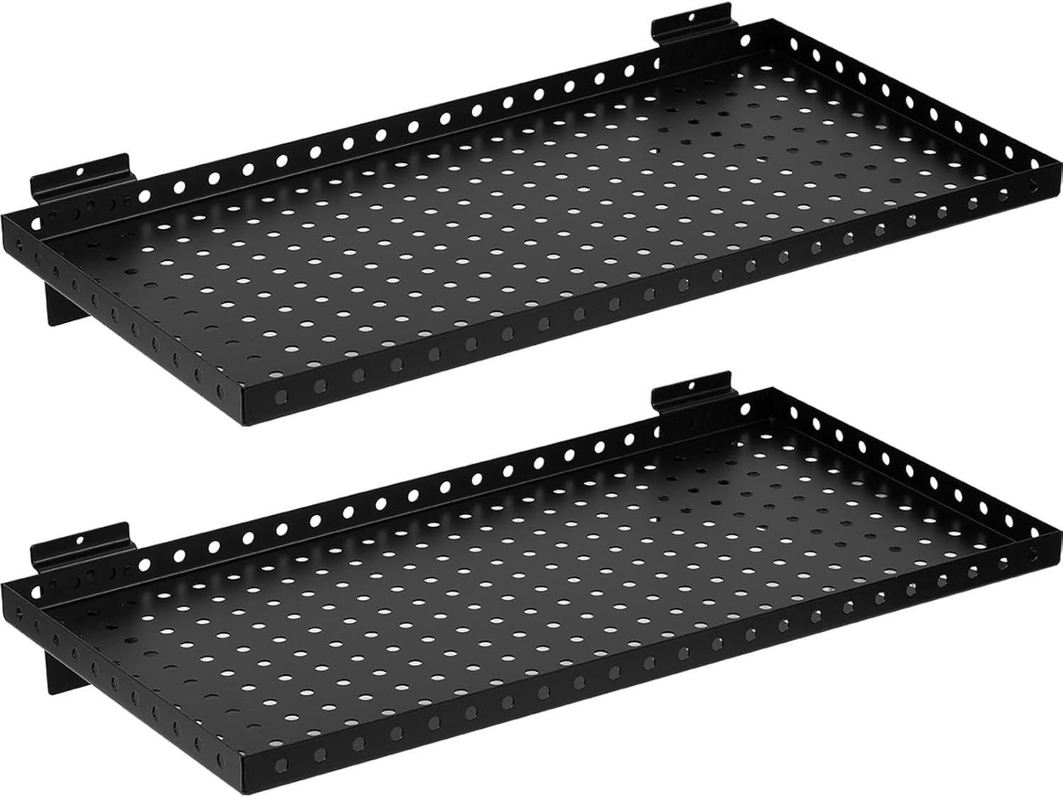 Heavy Duty Slatwall Shelf 24x12Inch, Steel Slatwall Accessories Storage Rack for Garage, Retail, Workshop (2, 24x12Inch)