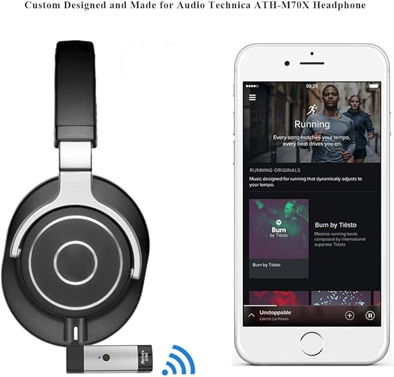 Amazon Com Airfrex Wireless Bluetooth Adapter Receiver With Microphone And 2 5mm Jack For Audio Technica Ath M50x And Ath M40x And Ath M70x Headphones Audio Technica Headphone Cable Cord Replacement Connector Electronics