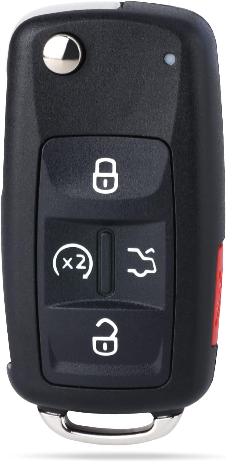 Keymall Keyless Entry Remote Key Fob Replacement for Volkswagen Tiguan Touareg Jetta Golf Golf Sportwagen CC Eos GTI Passat Beetle 2011-2016 NBG010206T ID 48 Chip 5 Buttons