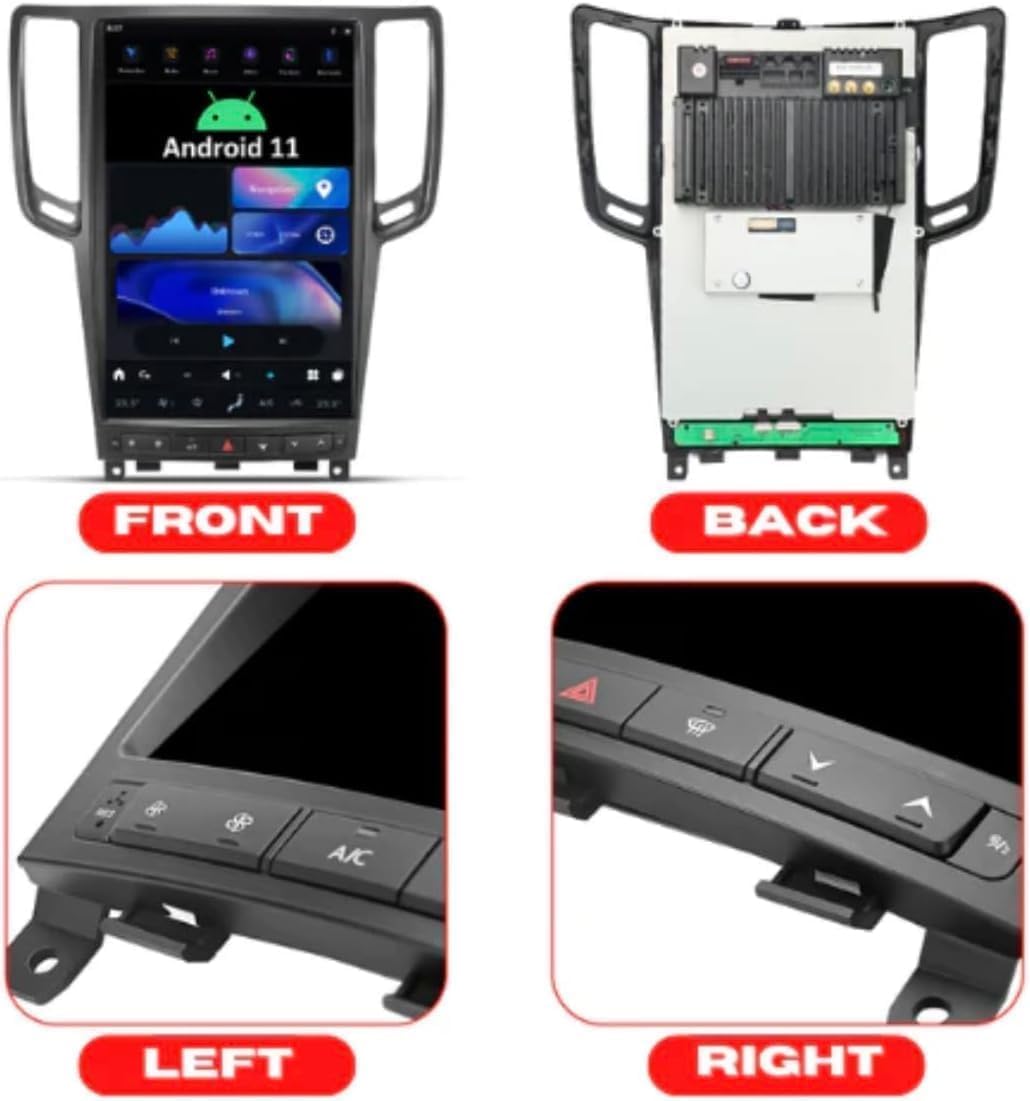 14.5" T-Style Screen for Infiniti G37 2007-2013 Wireless CarPlay and Android Auto Stereo Multimedia Upgrade Unit 1080P Video OEM (Black, 8GB+128GB) Sedan Coupe G37 G35