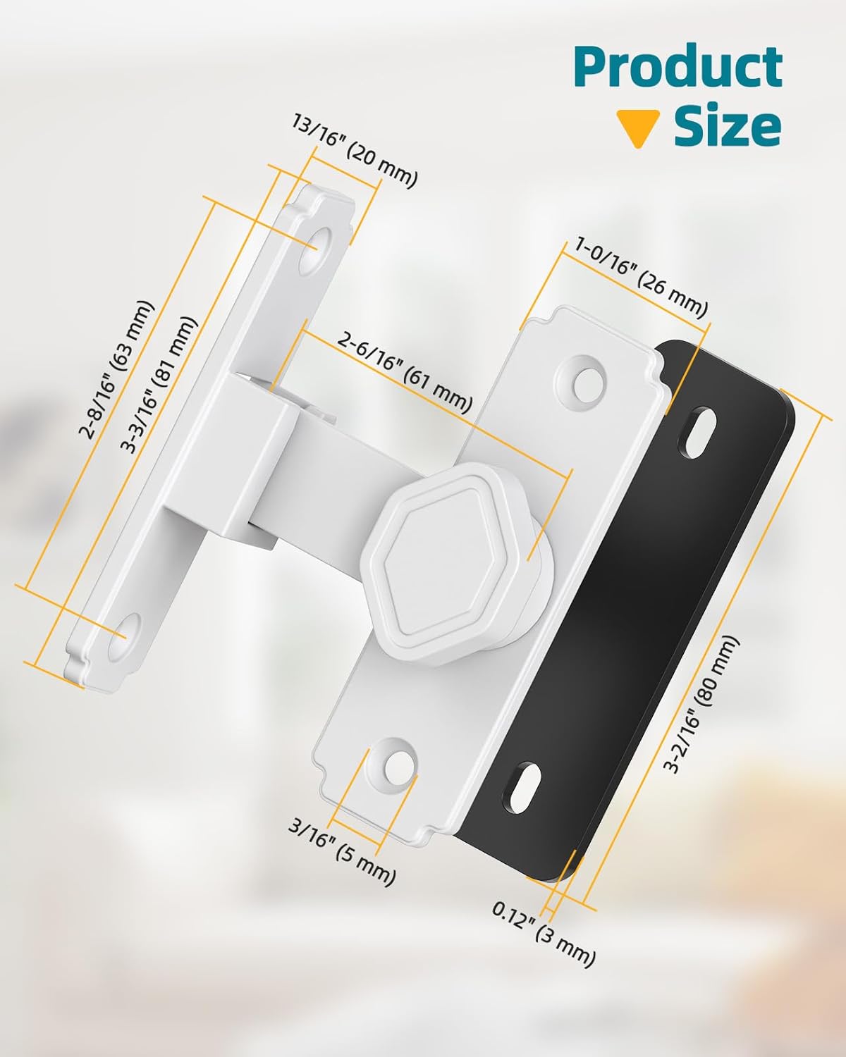 90 Degree Barn Door Lock, Small Sliding Barn Door Latches, Rust-Proof Sliding Gate Latch Lock for Garden, Bathroom, Cabinet, Pet Cage, Window, Shed (White-4PCS)