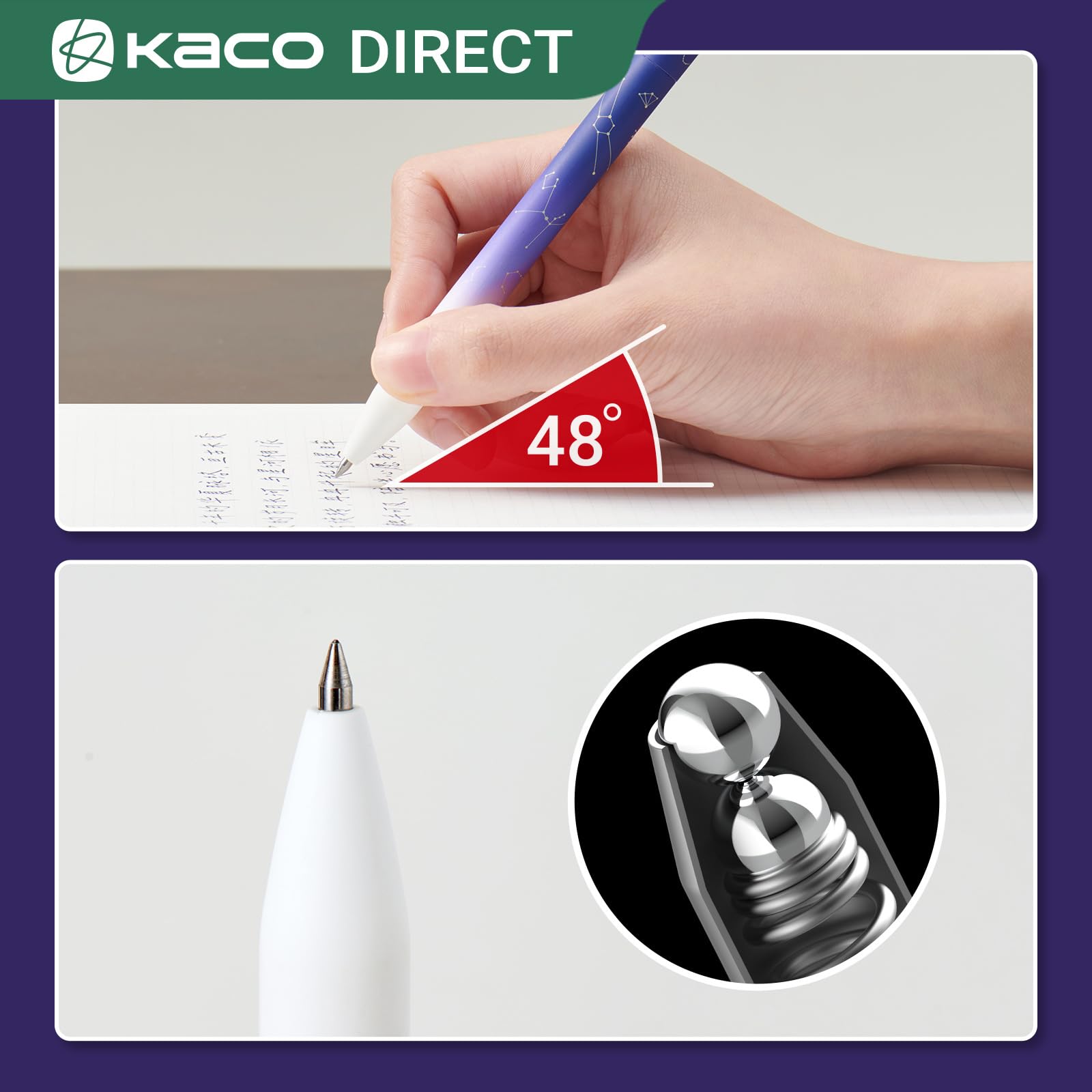 Kaco FIRST Gel Pens Cute Stationery, Pack of 2 Pieces Heart Pen Set with Extra 4 Black Refills (): 2 Purple