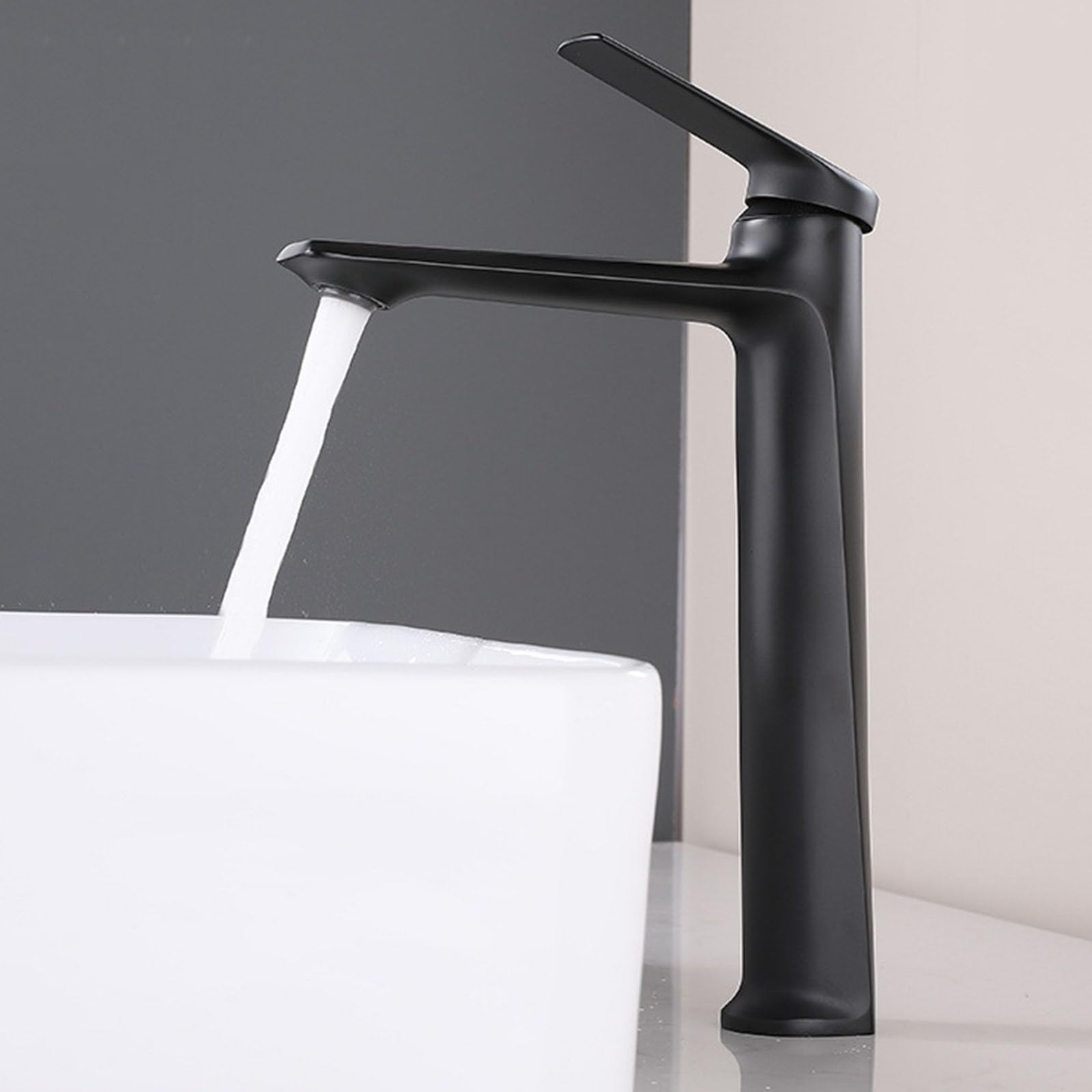 Nfusrxmbk Black Basin Tap Modern Brass Countertop Bathroom Sink Mixer Taps 1 Hole Hot And Cold