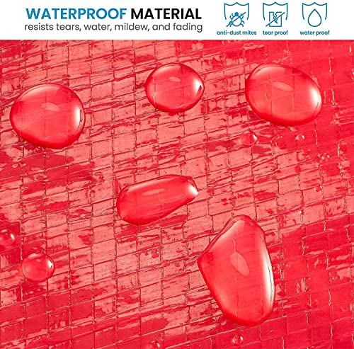 SHATCHI - Borsa per la conservazione di ghirlande natalizie artificiali, fino a 55 m, resistente, impermeabile, con cerniera e manici per il trasporto, rossa, 60 x 60 x 20 cm - Image 4