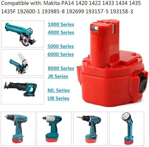 Miniatura 3 de CREABEST Batería de repuesto Ni-MH de 14.4V 3.5Ah compatible con makita 1434 1420 1422 1433 1435 1435F 192699-A 193158-3 192600-1 1051D 4033D