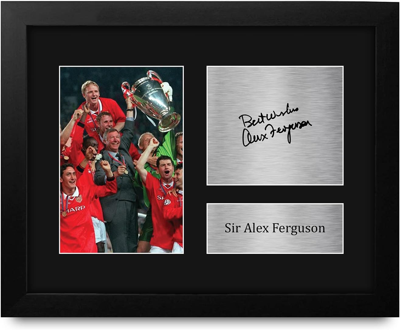 HWC Trading Sir Alex Ferguson Gifts Printed Signed Autograph Picture for Soccer Fans and Supporters - US Letter Framed (ID-007356)
