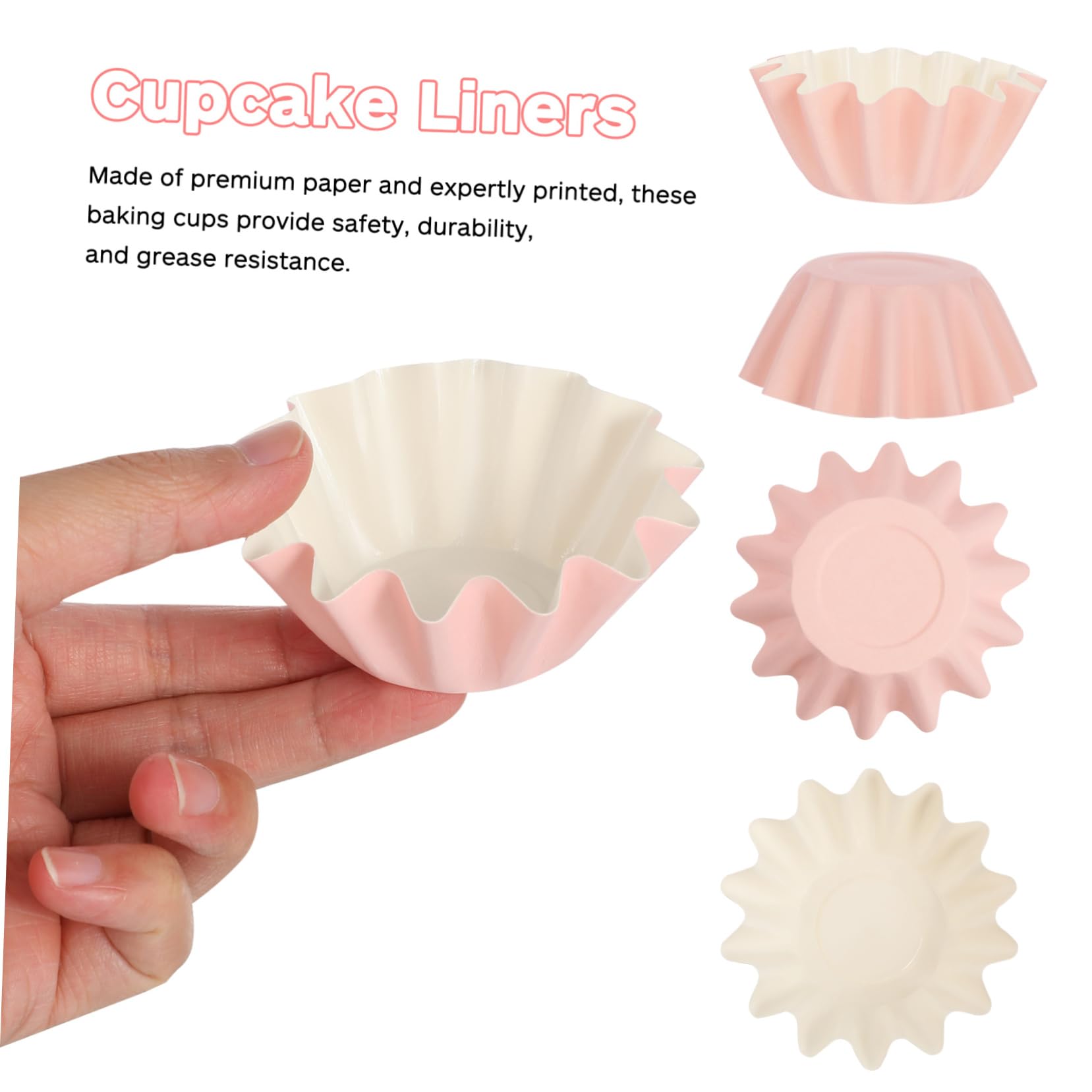 ULTECHNOVO 5 Series Revestimientos Para Magdalenas Accesorios Para Hornear Con Moldes Para Hornear Cupcake Envoltura Ola Revestimientos Para Tartas Redondos. Atender Rosa Papel 100 Piezas X 5