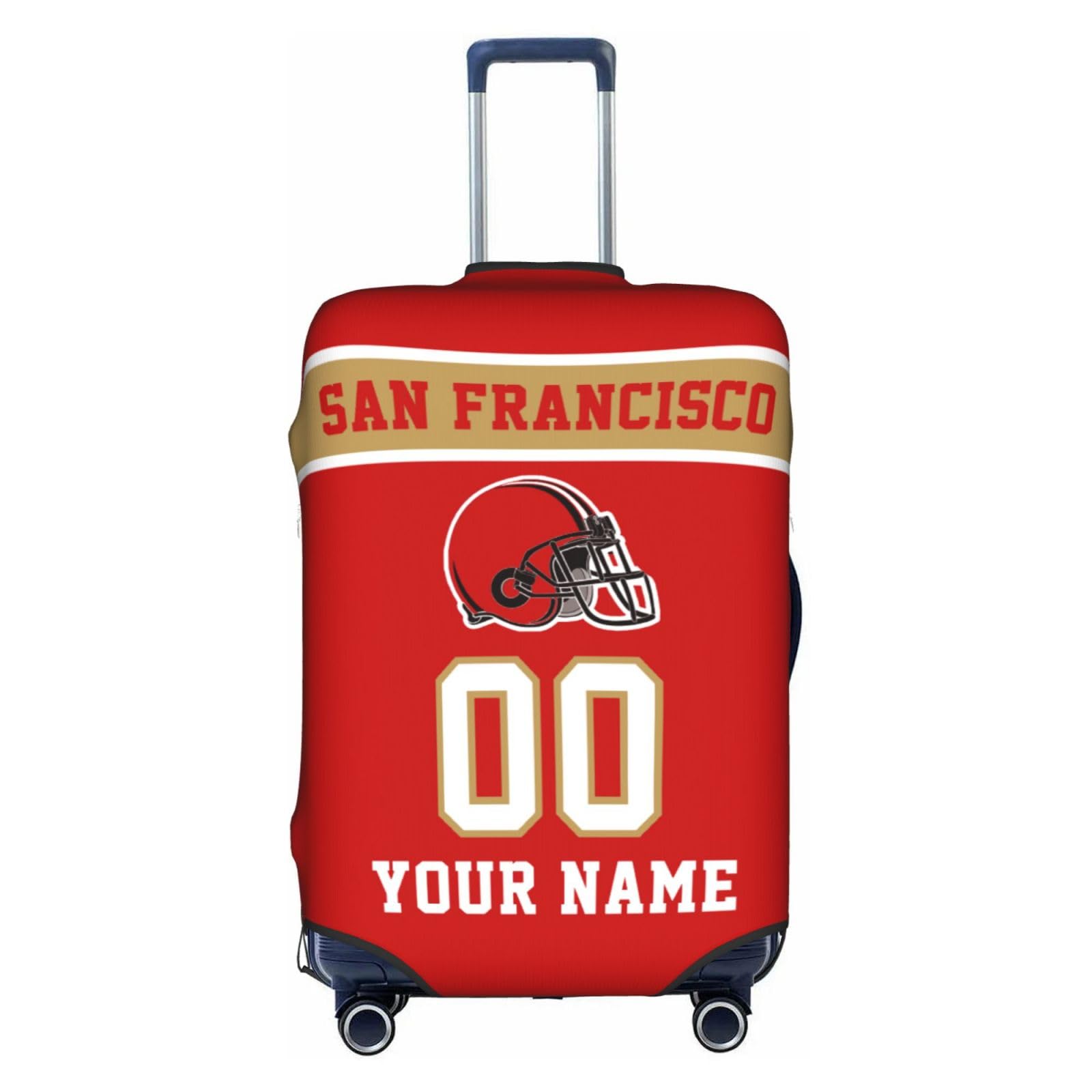 Custom San Francisco Luggage Cover Personalized Football Style Suitcase Cover with Name Number Customized Washable Elastic Sports Travel Suitcase Protector for Business Vacation Gifts