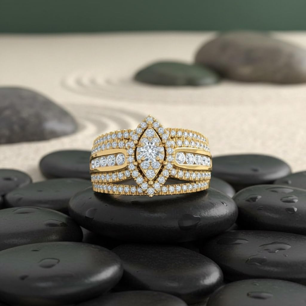 FINEROCK 1 Carat Diamond Engagement Ring Band in 10K Gold