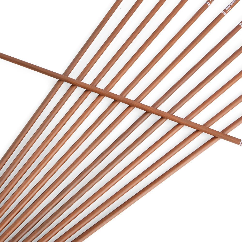 31" Wood Grain Pure Carbon Arrows 5" Natural Feather SP340/400/500/600 for Compound Recurve Traditional Bow Hunting & Target Practice