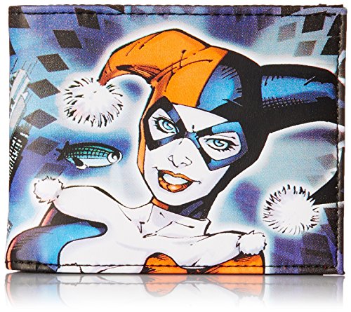 Concept One Men's Harley Quinn All Over Sublimation Print Bi-Fold Wallet, Blue, One Size #TOP16
