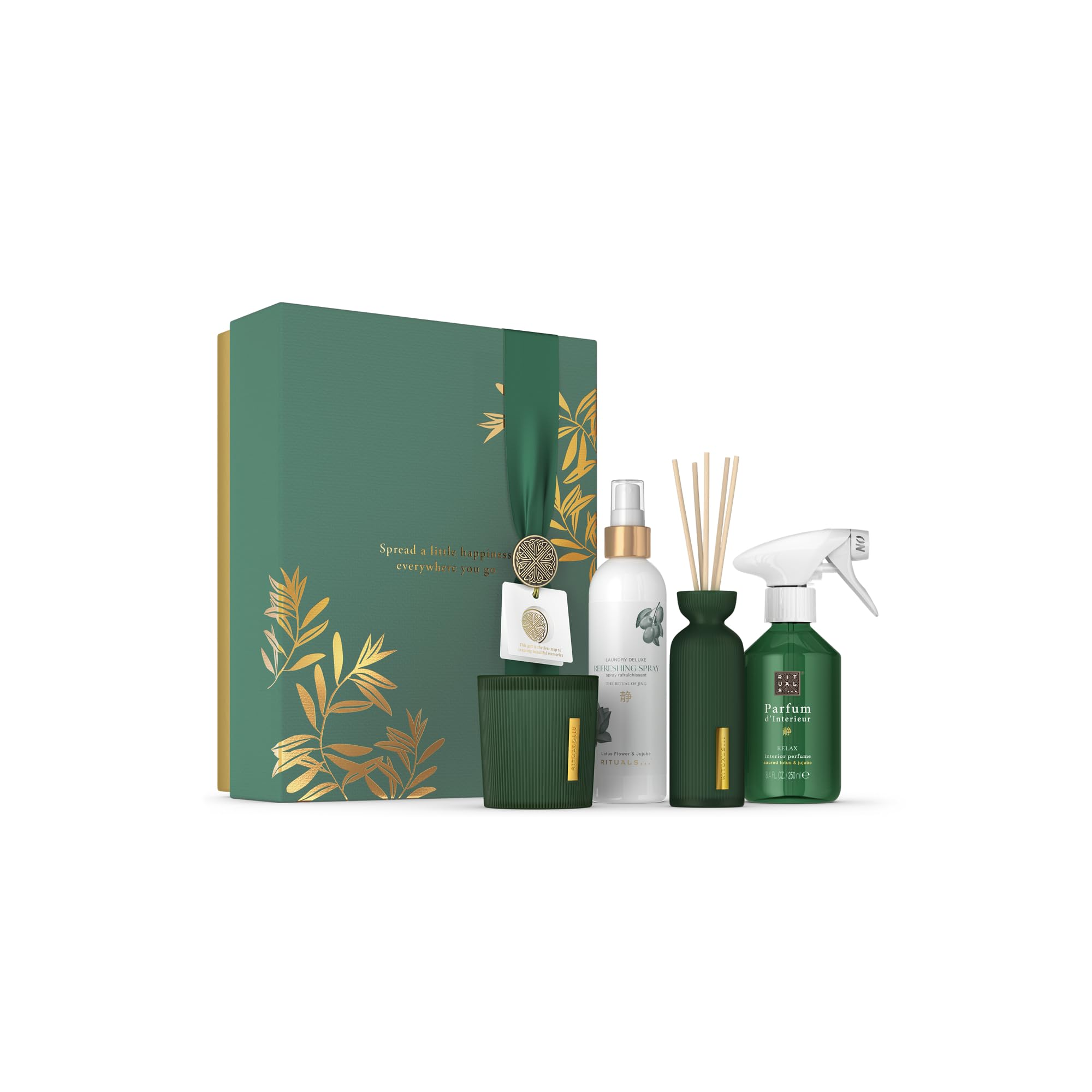 RITUALS Set de Regalo The Ritual of Jing Large - Esenciales para el Hogar Enriquecidos con Flor de Loto y Jujube - Caja de Regalo con una Fragancia Ultra-Relajante – Incluye Perfume para el Hogar, Vel
