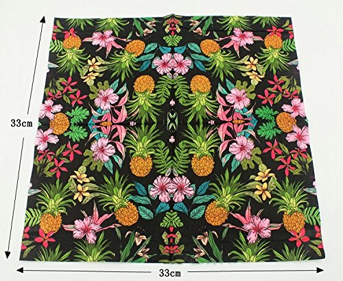Wallye Luau Fiesta Party Supplies 20 Pack Pineapple Hawaiian Cocktail Napkins, Tropical Decoupage Napkins, Black #TOP1