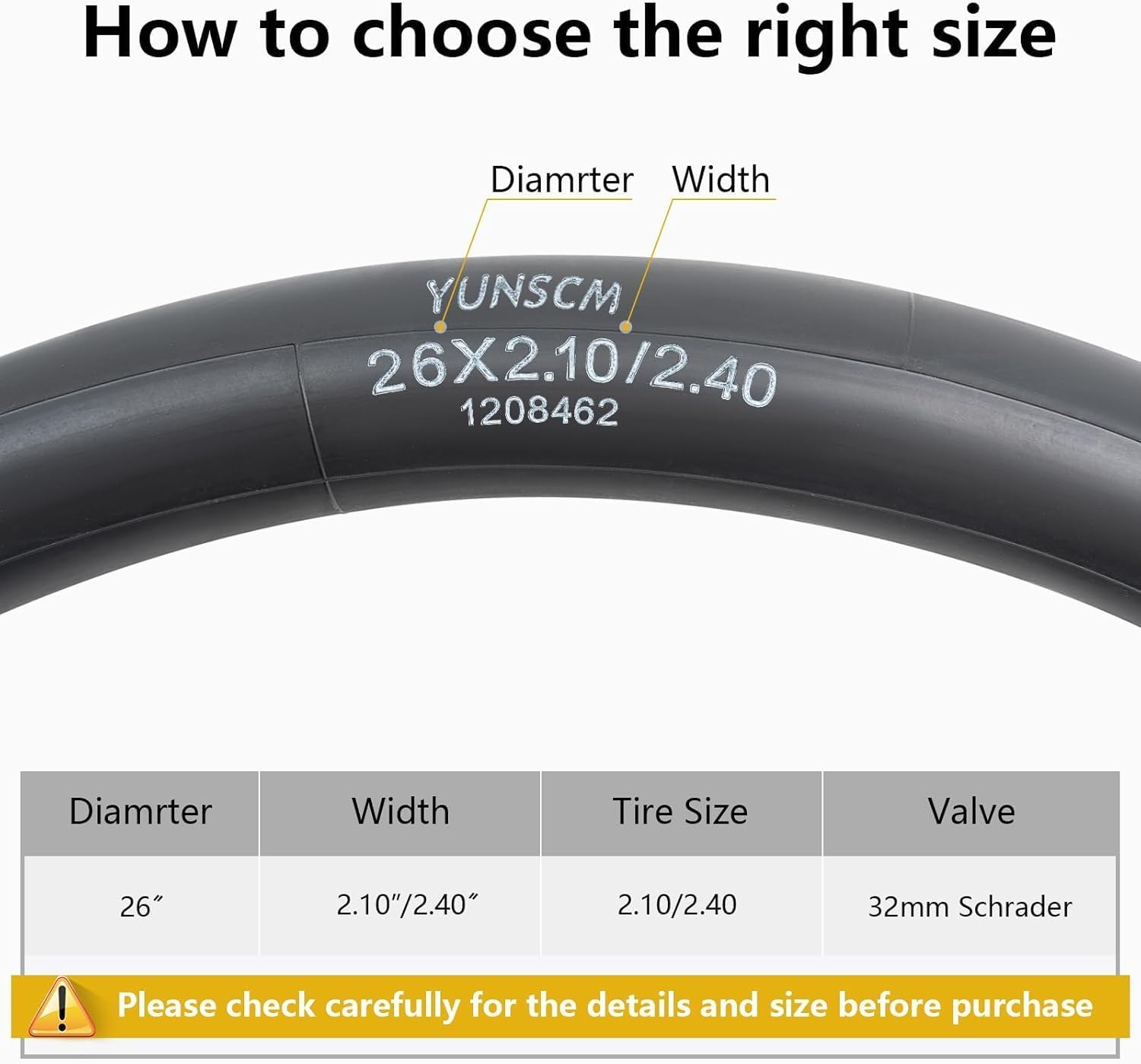 2-PCS 26" Heavy Duty Bike Tubes 26X2.10/2.40 AV32mm Schrader Valve (52/62-559) Bicycle Tubes Compatible with 26 X 2.10 26 X 2.125 26X2.20 26X2.25 26X2.30 26x2.35 26X2.40 Bike Bicycle Tire Tubes
