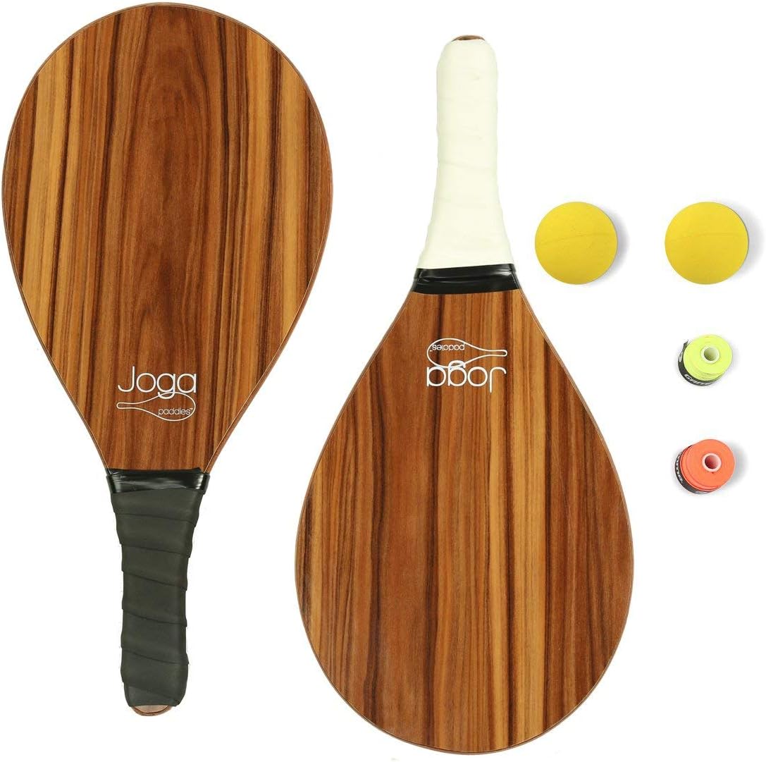 Joga Frescobol Wooden Paddle Set; Dark Stain