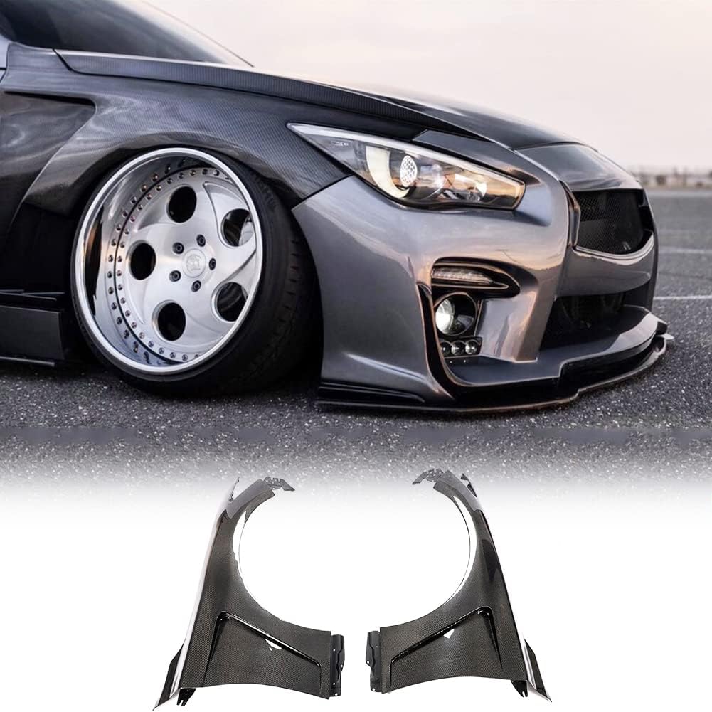 Q50 Carbon Fiber Side Bumper Fender Vent Trim fits for Infiniti Q50 Q50S Sedan 2014-2020 Side Air Fender Cover Trim Scoop Winglet Rear Splitters Spoiler Body Kits Factory Outlet