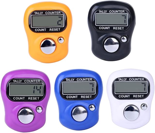 5PCS/Set Mini Digital Finger Counter Finger Counters Electronic Finger Counter LCD Electronic Hand Tally Counting Ring Random Color