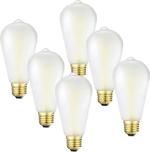 Miniatura 17 de – Bombillas LED regulables con diseño antiguo, rosca E26, satinadas, 6 vatios equivalentes a 60 vatios, 600 lúmenes, AC120V, luz blanca suave 3000K,