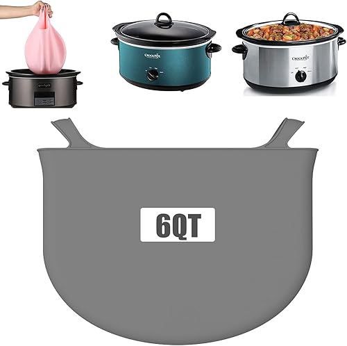 Revestimientos de silicona para olla de cocción lenta, forros reutilizables para olla de cocción lenta de 6, 7 y 8 cuartos de galón, divisores de