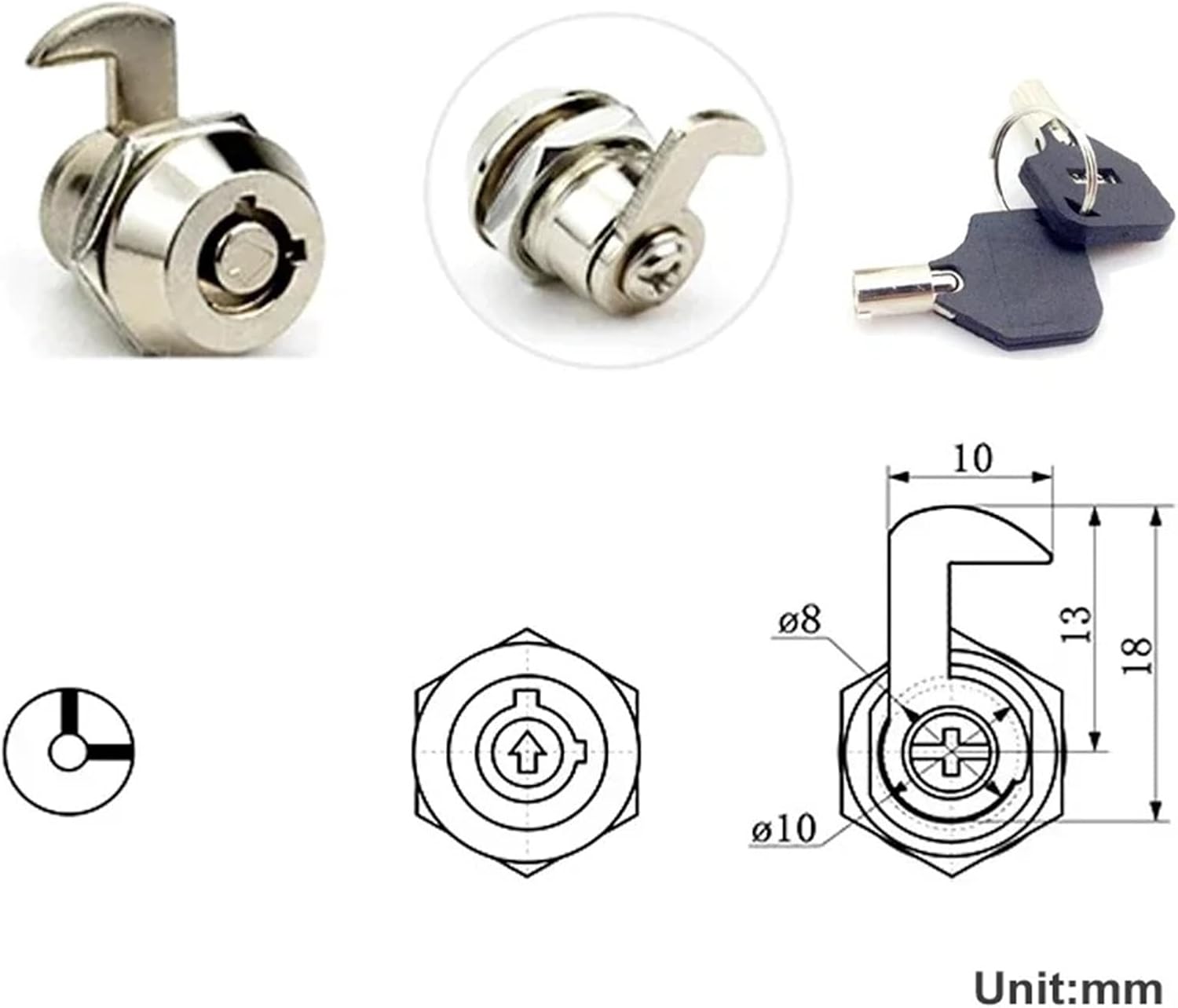 Cabinet Tubular Cam Lock Show Case Light-Box Hardware MX09 1Pcs(NO.5)