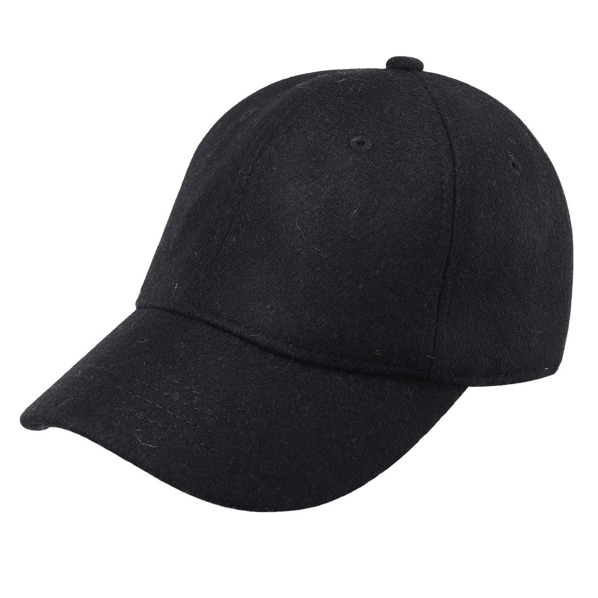 Gisdanchz Men's Black Winter Wool Woolen Xl Large Plain Baseball Cap Hat For Wo With Short Brim