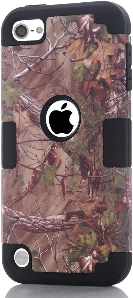 Hocase iPod Touch 7th Generation 2019 Case, Camouflage Series Shockproof Protection Soft Silicone Rubber Bumper+Hard Plastic Protective Case for iPod Touch 5th/6th/7th Generation - Camo/Black