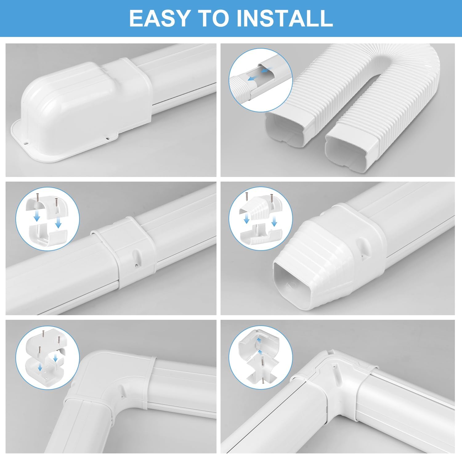 Mini Split Line Set Cover: 3 Inch 10Ft DIY Decorative Outdoor PVC Tubing Cover Kit for Mini Split, Air Conditioner, Central AC and Heat Pumps