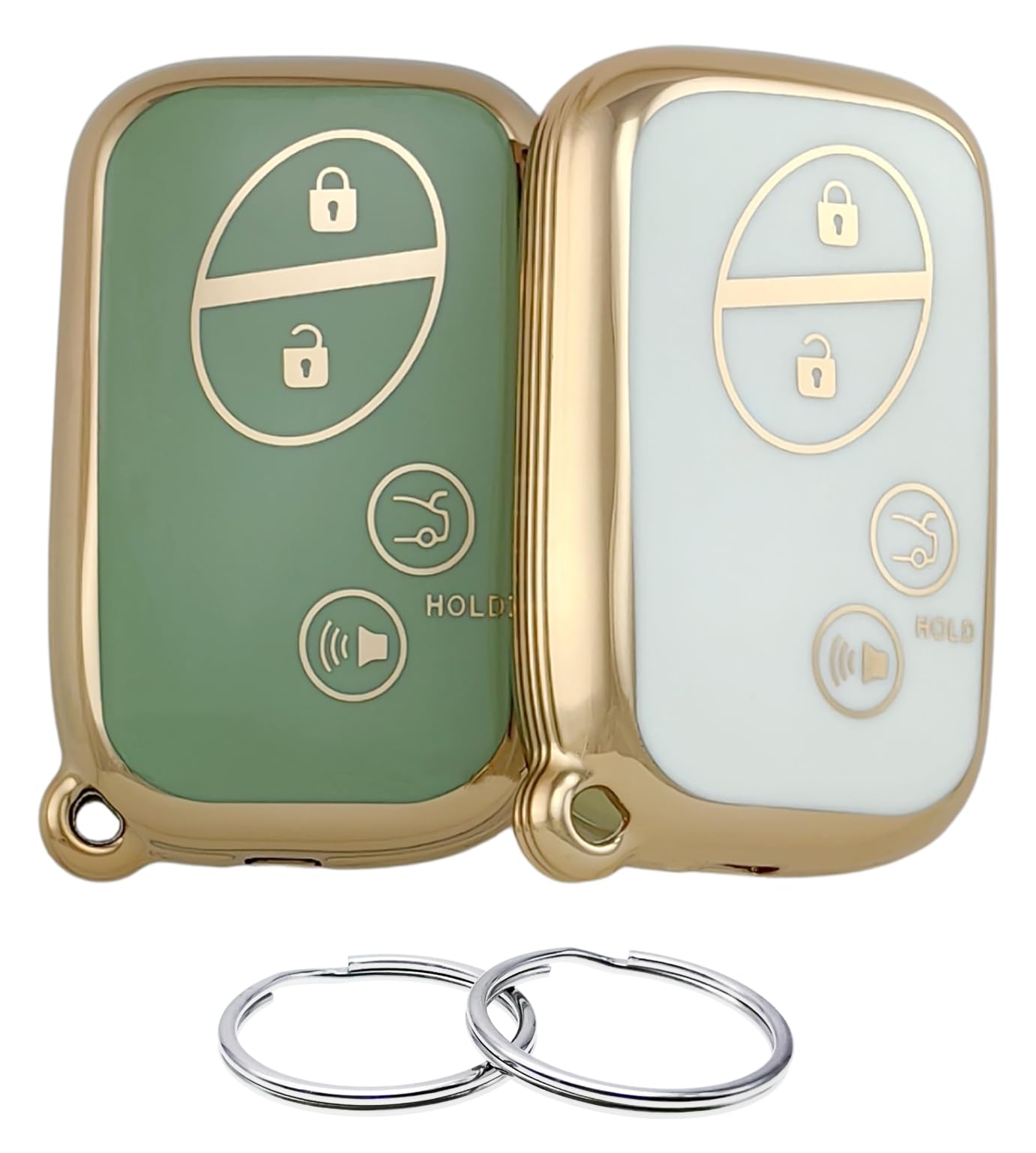 REPROTECTING TPU Key Fob Cover Compatible with 2005-2017 Lexus CT200h ES350 GS300 GS350 GS430 GS450h GS460 is F IS250 IS350 LS460 LS600h LX570 RX350 (White/Green)