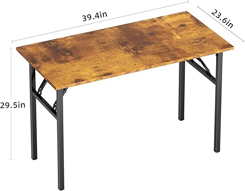 Miniatura 3 de DlandHome Escritorio de computadora plegable de 39.4 pulgadas, escritorio de escritura para espacio pequeño, escritorio plegable para computadora