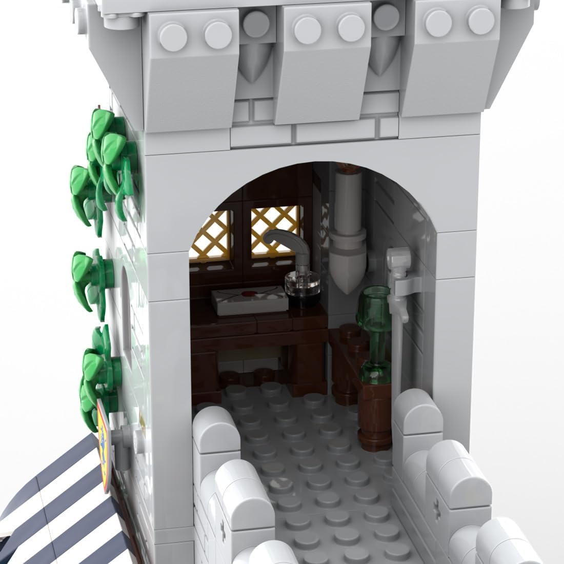Medieval Lion Knights Modular Town Gate Building Kit, Modular Street Scene Series Building Blocks Set (755PCS+)