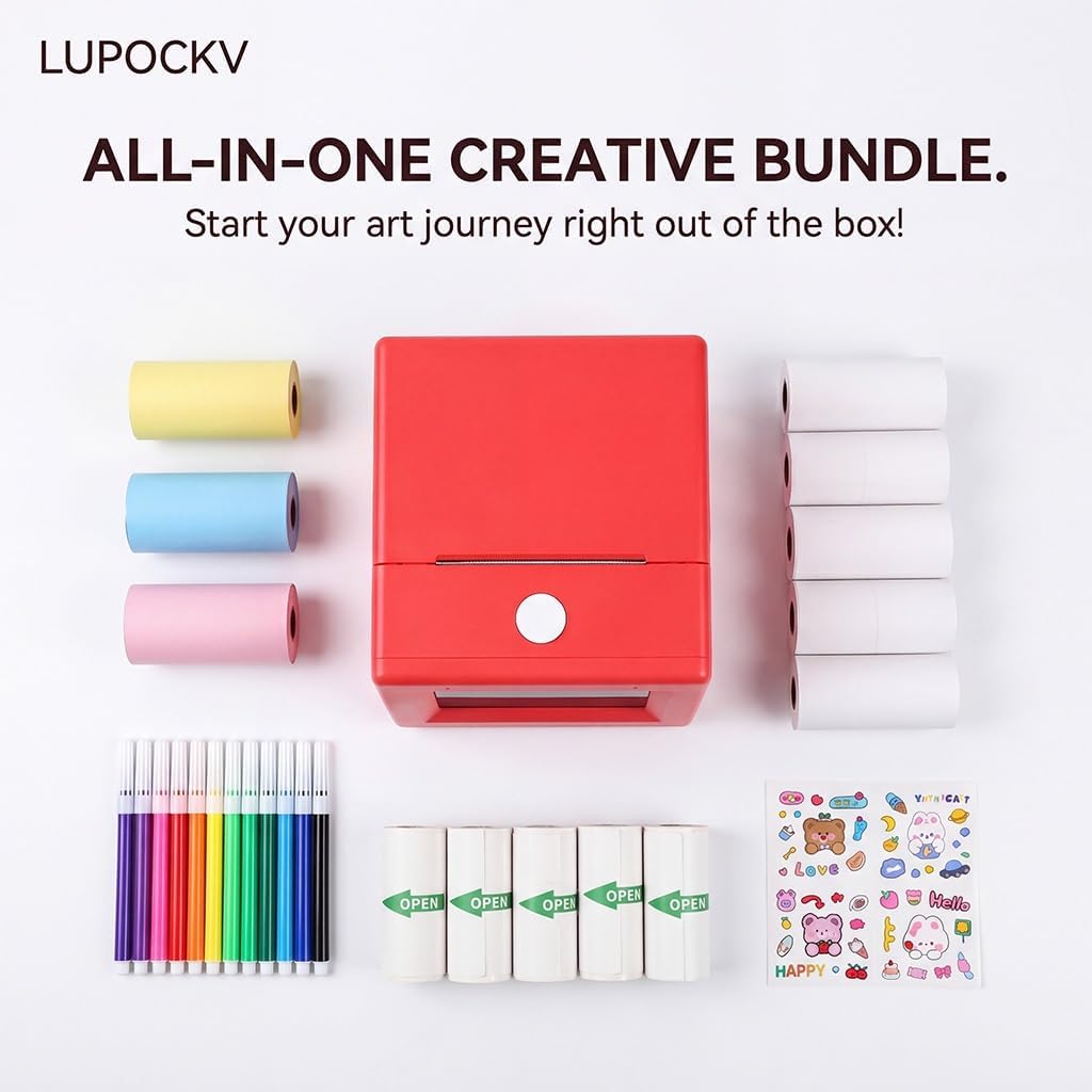 AI Sticker Box Maker Machine for Kids Mini Thermal Printer Wireless Portable Bluetooth Stickerbox Creator DIY Arts Crafts Toy Instant Photo Label Printing Vending Fun Education Birthday(2pcs)
