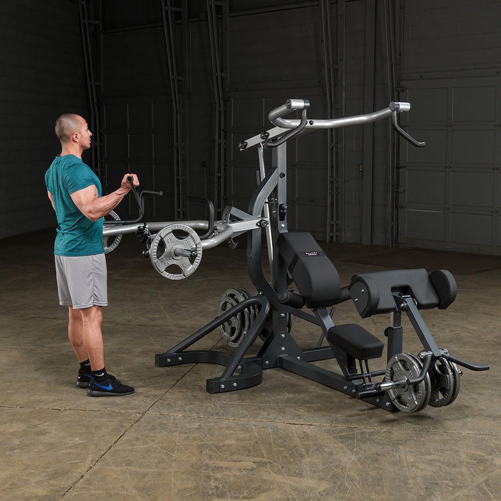 Body-Solid Free-Weight Olympic Leverage Flat Incline Decline Machine without Bench, Arm & Leg Strength Training Functional Exercise Workout Station